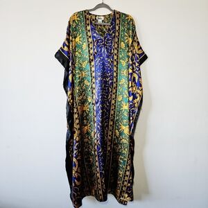 Vintage Winlar Kaftan One Size Brocade Satin House Dress